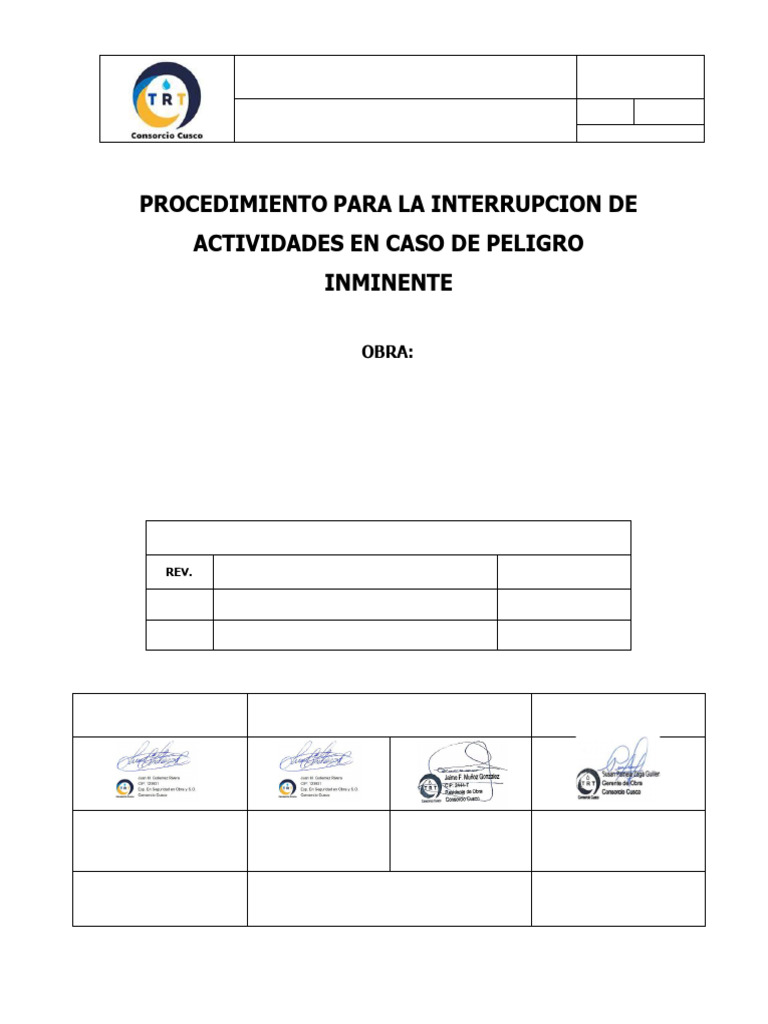 CC-SST-PRC-018 Rev00 PELIGRO INMINENTE | PDF | Seguridad y salud ...