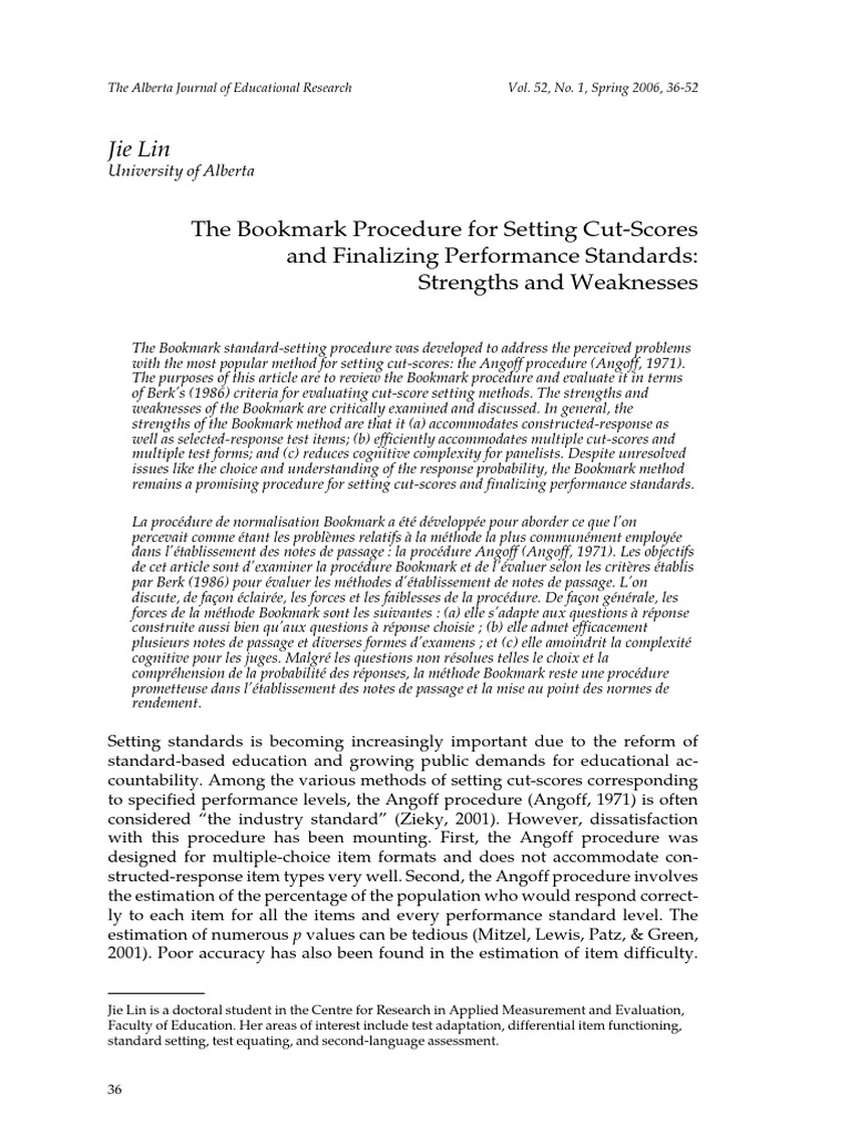 The Bookmark Procedure For Setting Cut-Scores and Finalizing ...