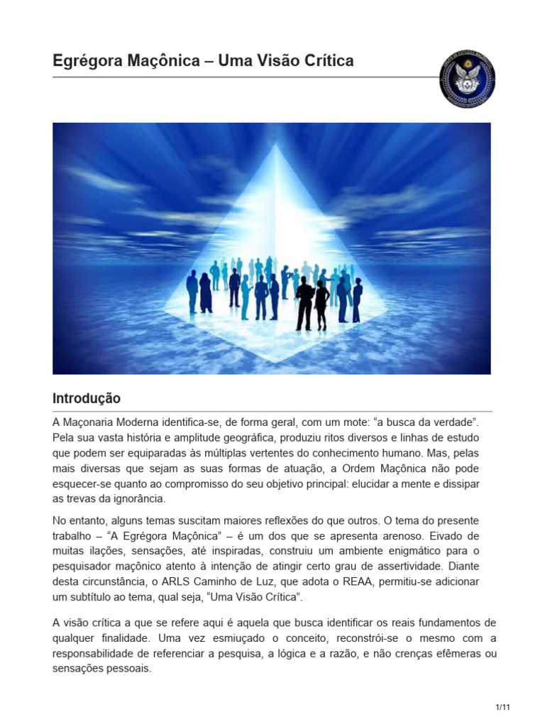 Egrégora Maçônica: Análise Crítica e Histórica | PDF | Maçonaria ...