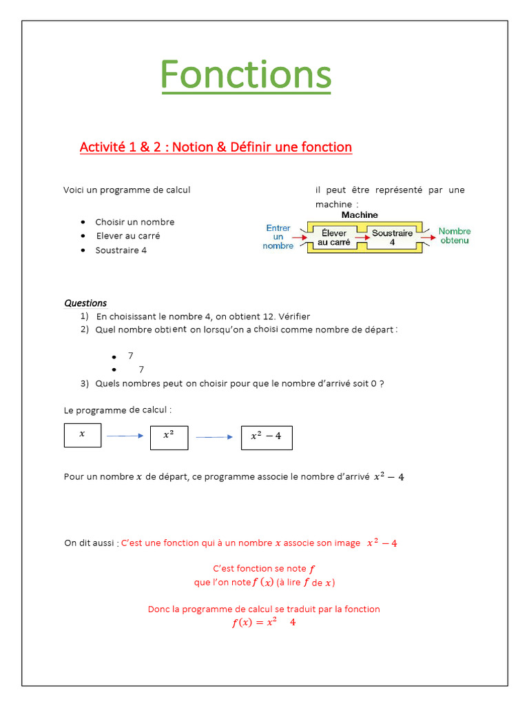 Notions de Fonctions et Calculs Associés | PDF | Température ...