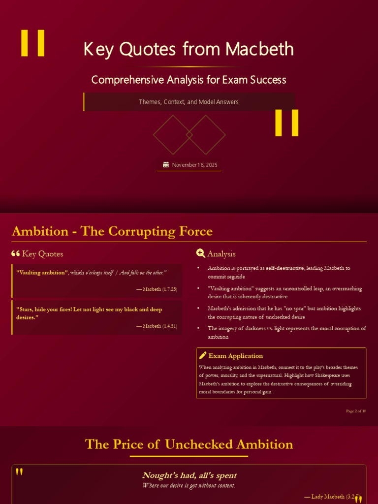 Key Quotes and Analysis of Macbeth | PDF | Macbeth