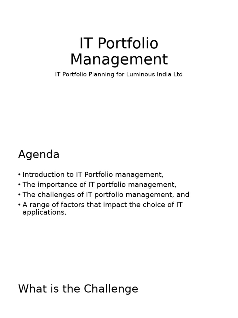 IT Portfolio Management Strategies | PDF | Investment Management | Risk