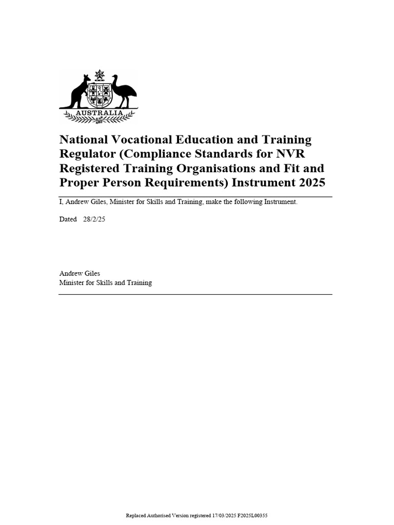 NVR Compliance Standards 2025 | PDF | Vocational Education | Regulatory ...