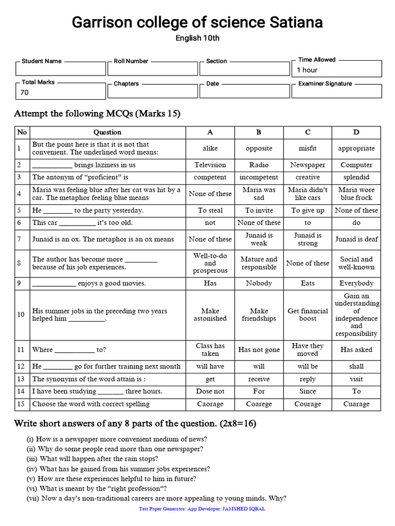 English 10th - 2025-12-23-101331232 | PDF | Human Communication