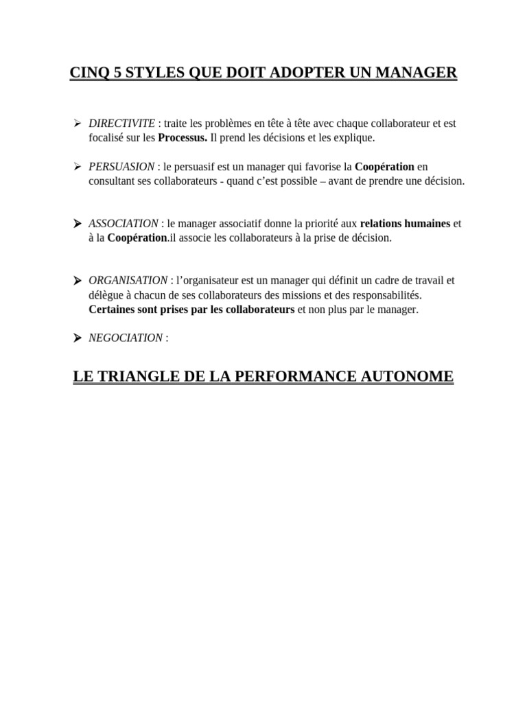 5 Styles de Management Essentiels | PDF