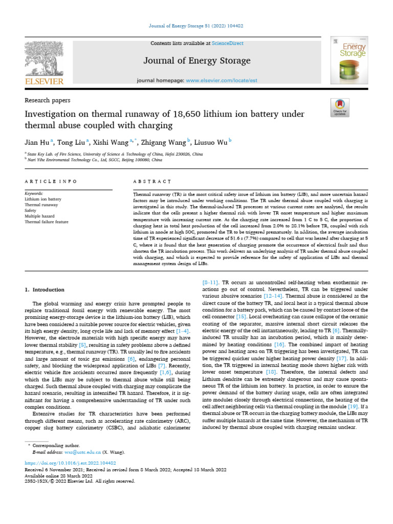 Thermal Runaway in Lithium-Ion Batteries | PDF | Lithium Ion Battery | Heat