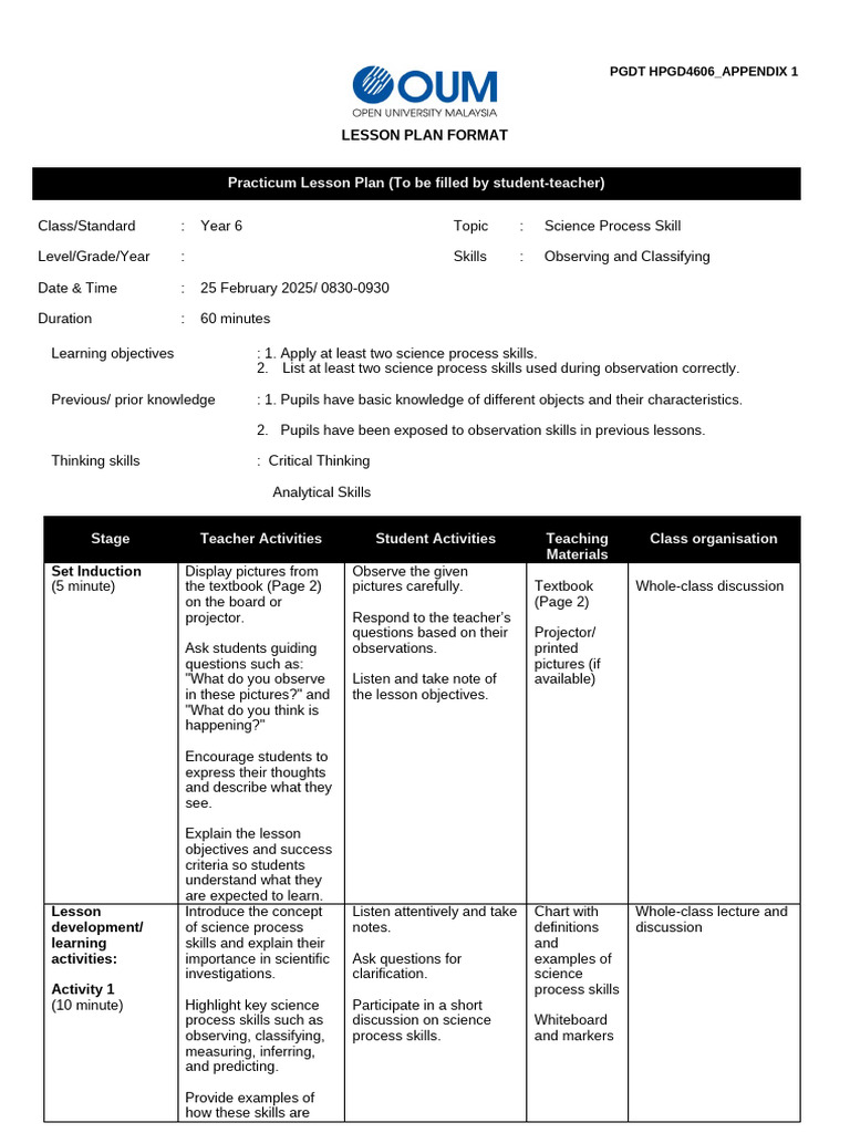 Rph Sains Year 4 | PDF | Science | Lesson Plan