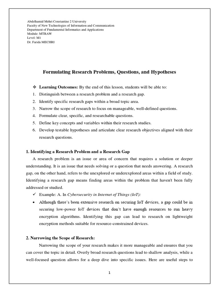 Lesson Two Research Questions, Hypotheses | PDF | Hypothesis | Internet ...