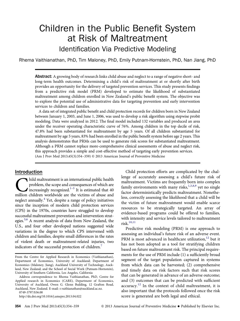 1 s2.0 S0749379713003449 Main | PDF | Child Protective Services | Risk