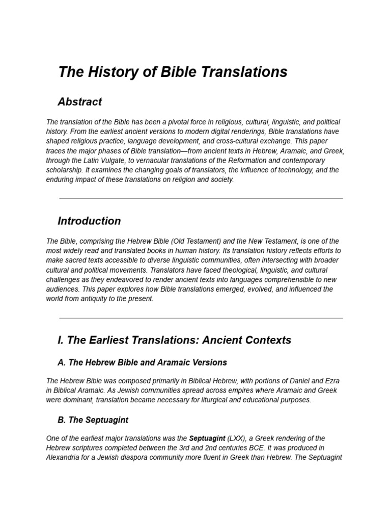 Evolution of Bible Translations PDF Bible Translations