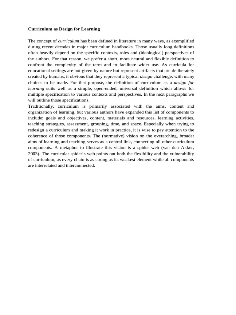 Curriculum Design for Effective Learning | PDF | Curriculum | Education ...