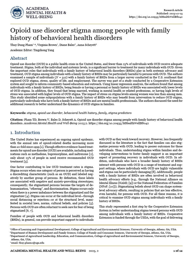 Opioid Use Disorder Stigma Among People 260109 | PDF | Social Stigma ...