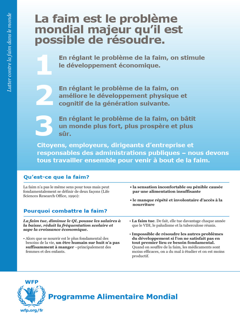Lutter contre la faim pour un avenir meilleur | PDF | Faim | Programme ...