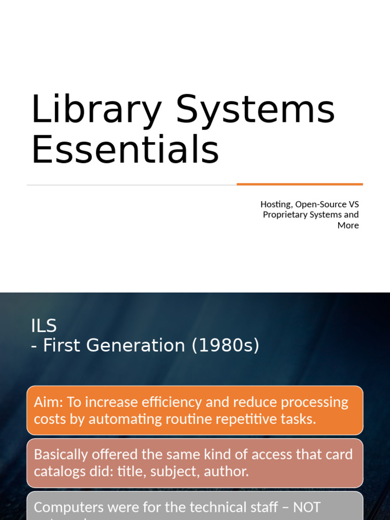 Library Systems: Open Source vs Proprietary | PDF | Libraries | Cloud ...