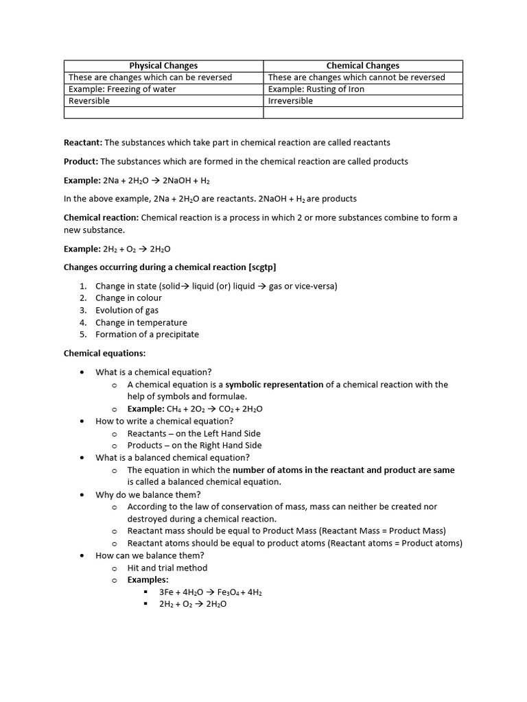 Understanding Physical and Chemical Changes | PDF | Chemical Reactions ...