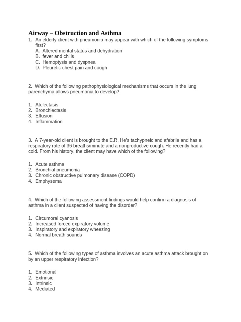 Airway Obstruction and Asthma Management | PDF | Chronic Obstructive ...