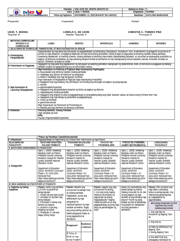 G5 Filipino DLL Q3 W4 | PDF