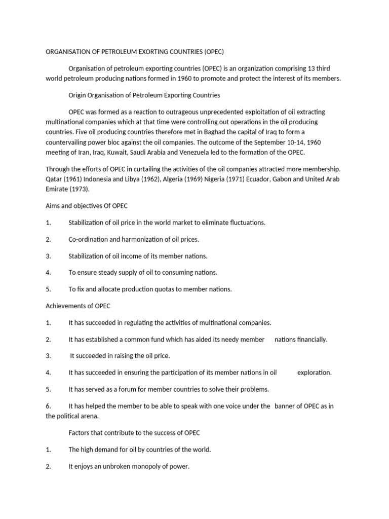 Overview of OPEC: Structure and Functions | PDF | Opec
