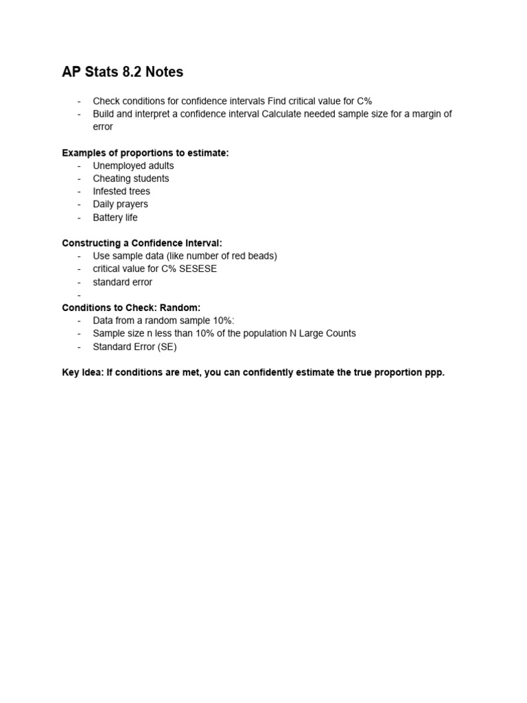 AP Stats Confidence Interval Guide | PDF