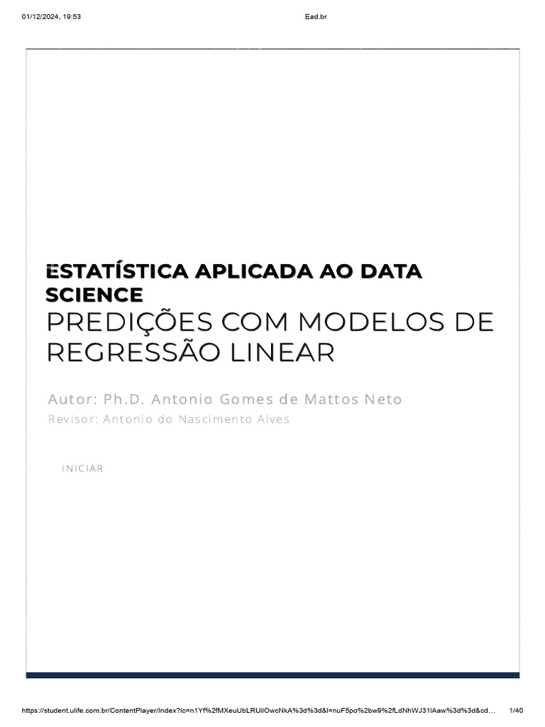 Regressão Linear na Ciência de Dados | PDF | Aprendizado de máquina ...