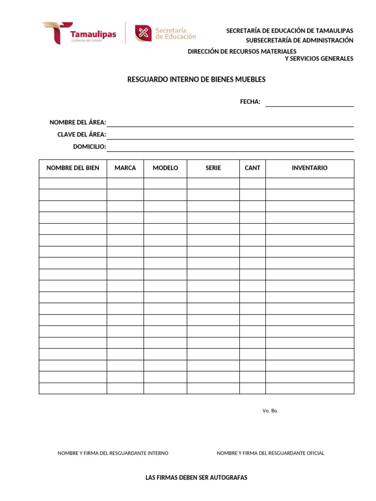 Resguardo de Bienes Muebles en Educación | PDF