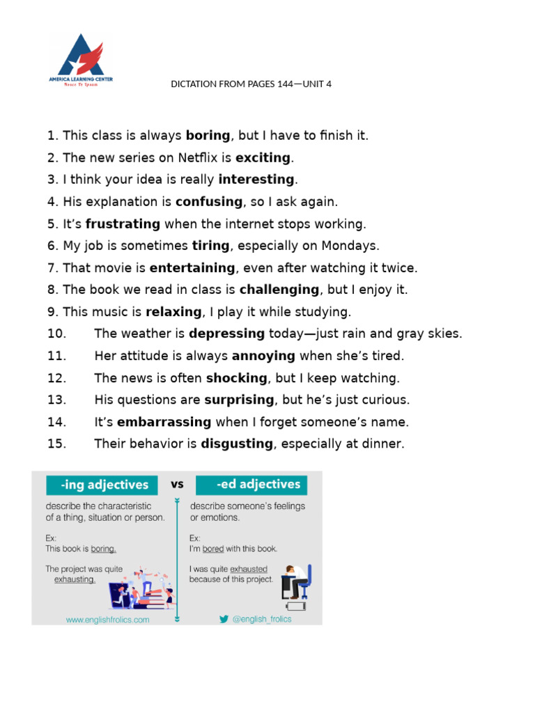 Unit 4 Dictation Examples and Insights | PDF
