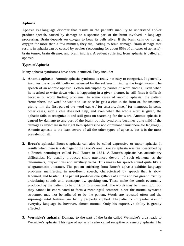 Understanding Types of Aphasia | PDF | Aphasia | Speech
