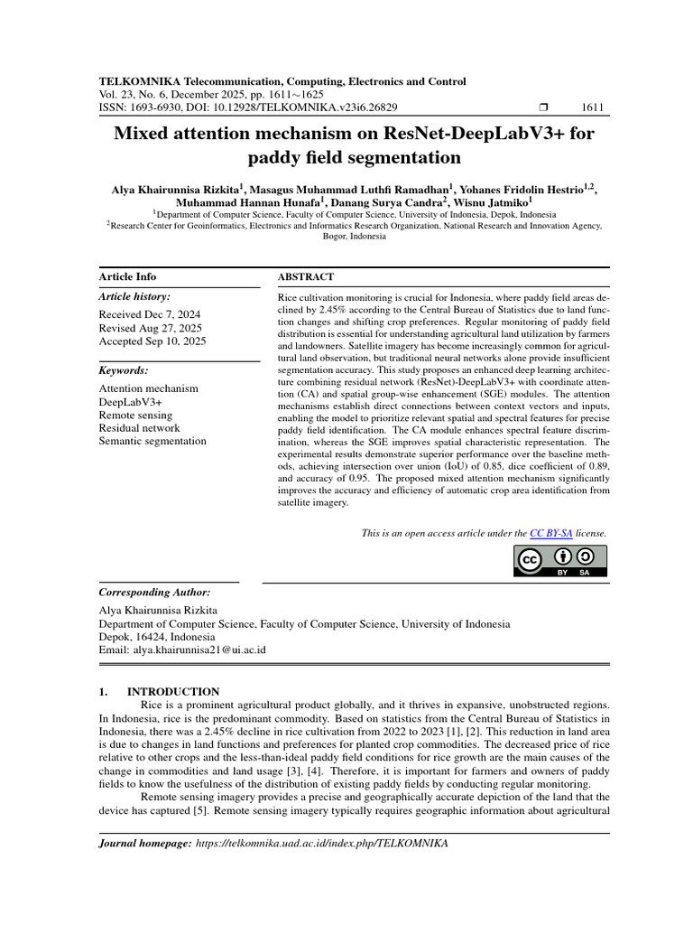 Enhanced ResNet-DeepLabV3+ for Paddy Segmentation | PDF | Image ...
