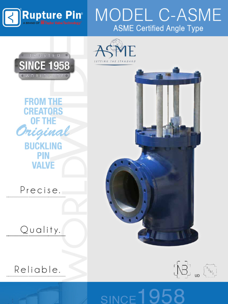 ASME Certified Rupture Pin Valve | PDF | Valve | Piston