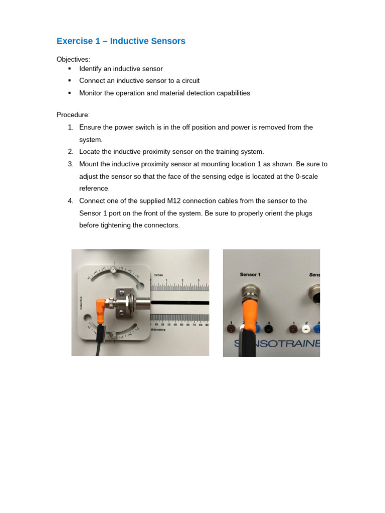 Exercise 1 - Inductive Sensors | PDF | Sensor | Electrical Connector