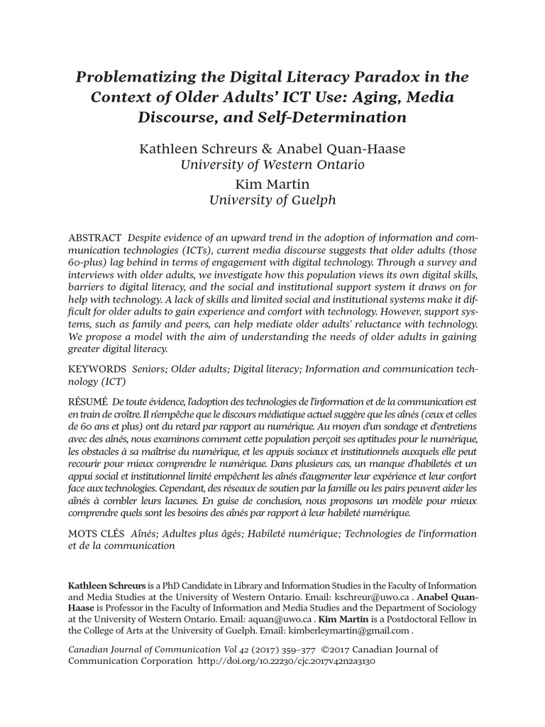 Digital Literacy in Older Adults | PDF | Literacy | Information And ...