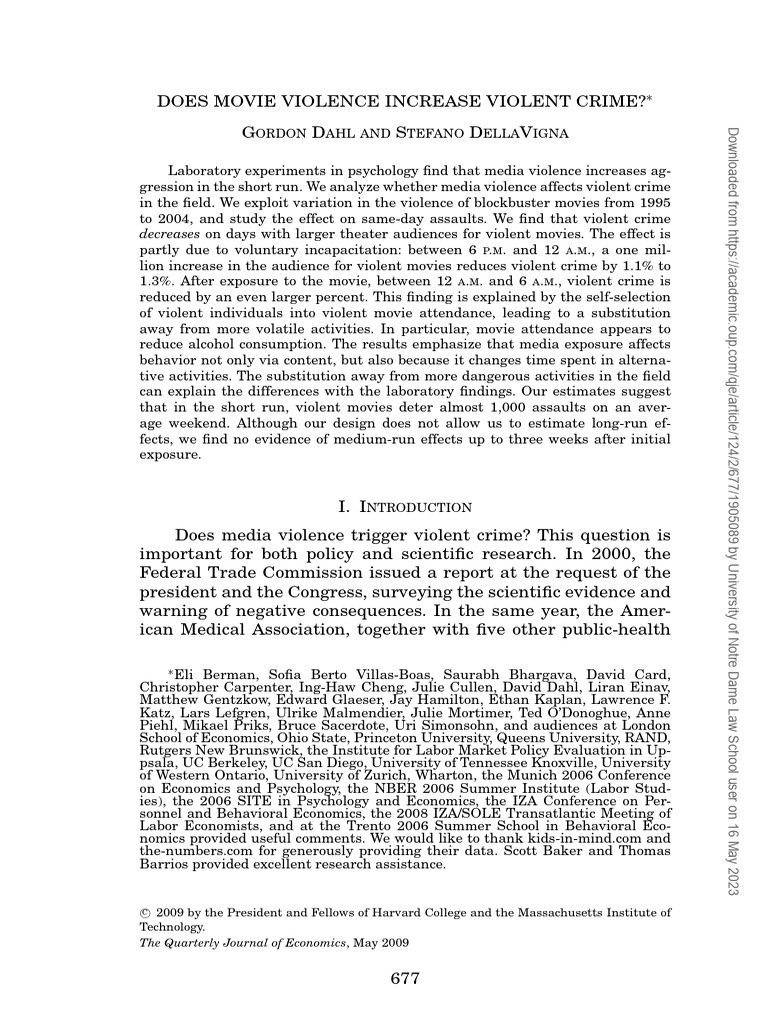 Impact of Movie Violence on Crime Rates | PDF | Violence | Crimes