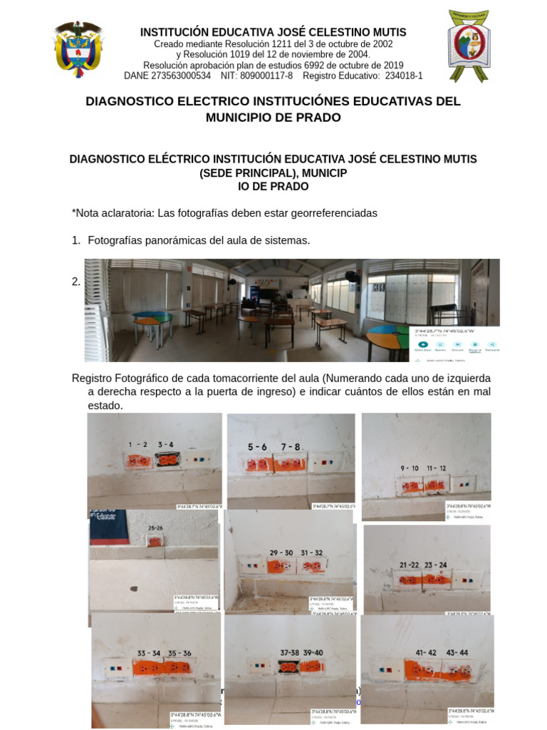 Diagnóstico Eléctrico IE José Celestino Mutis | PDF