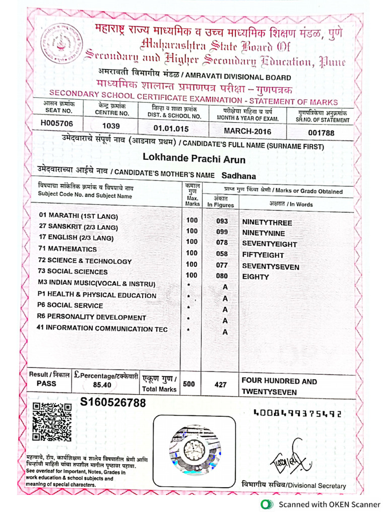 SSC Marksheet | PDF