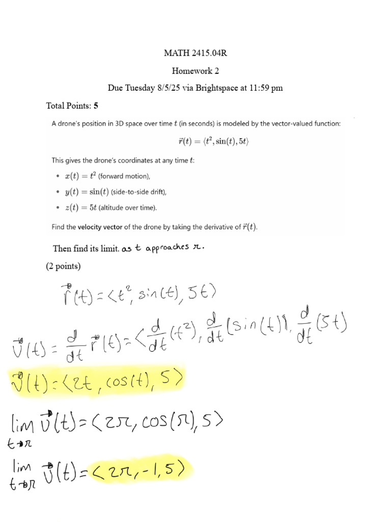 MATH 2415.04R Homework 2 Details | PDF