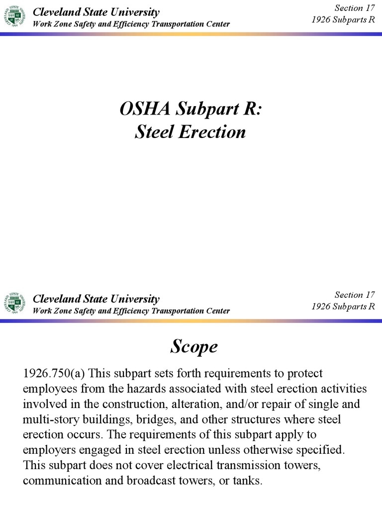 OSHA 1926 Subpart R - Steel Erection | PDF | Column | Crane (Machine)