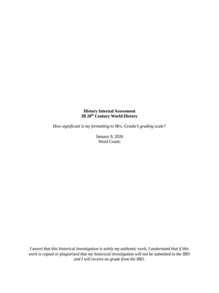 20th Century History Internal Assessment | PDF