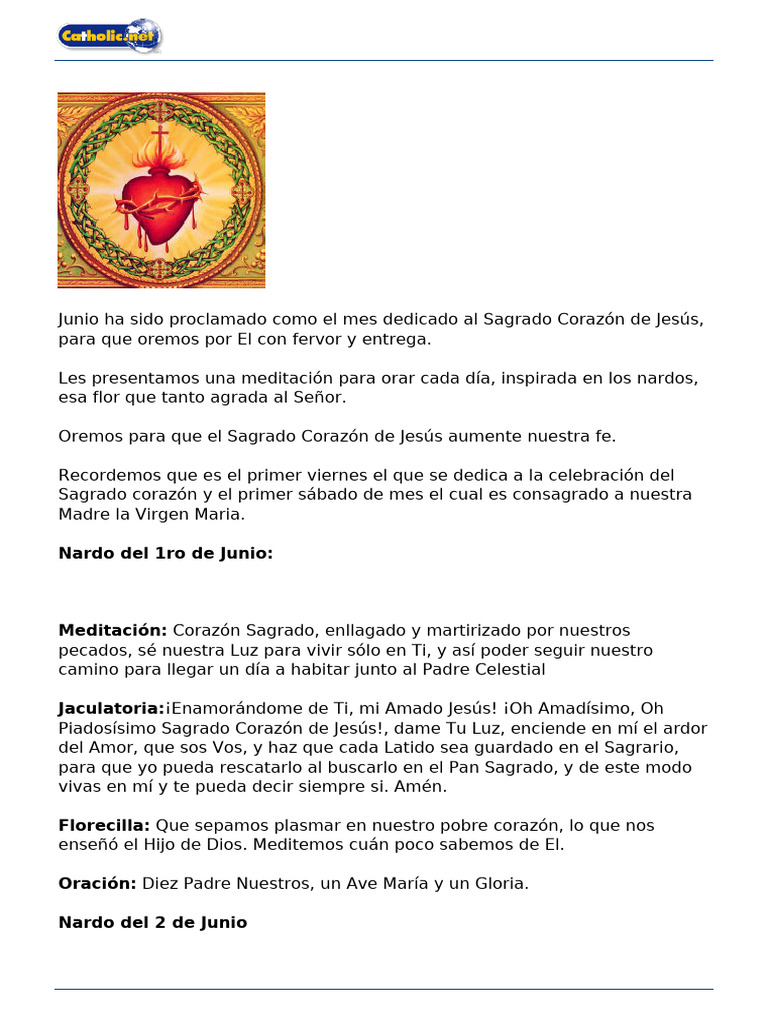 Meditaciones Para El Mes Del Sagrado Corazn de Jess | PDF | Oración | Amor