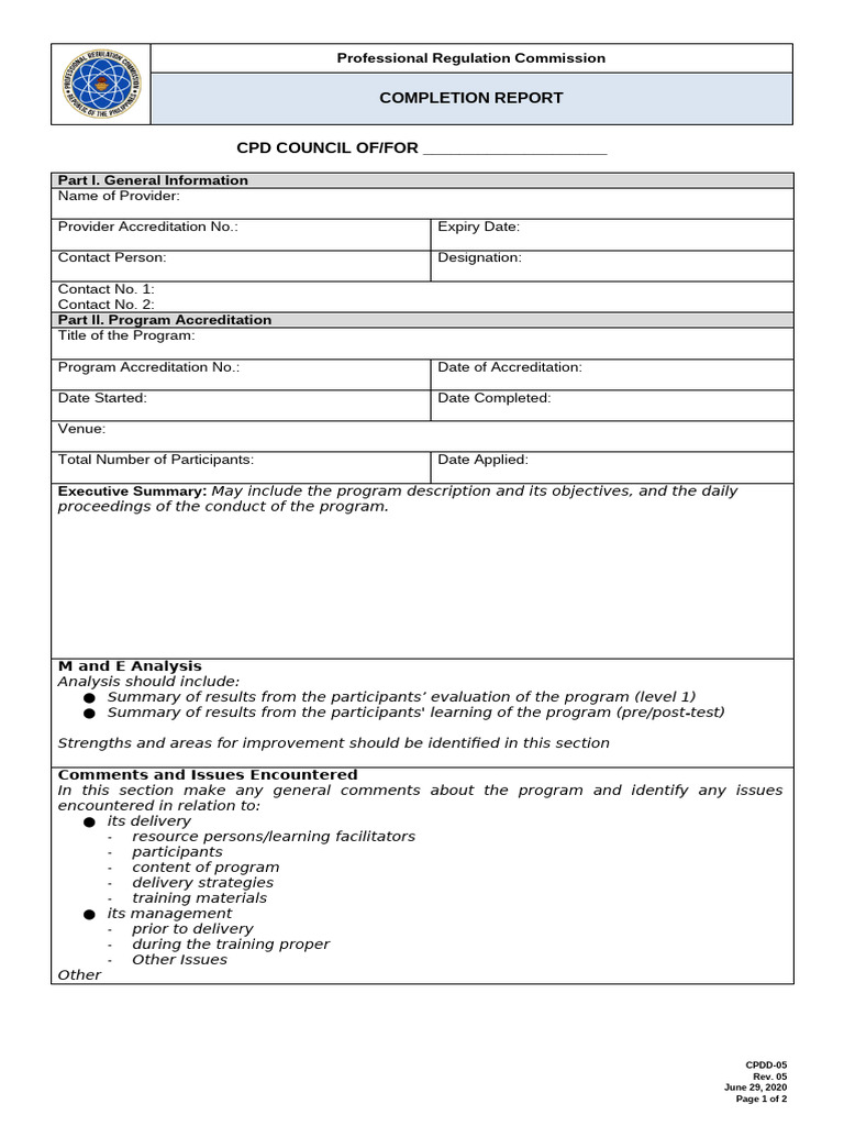 CPD Program Completion Report Guide | PDF