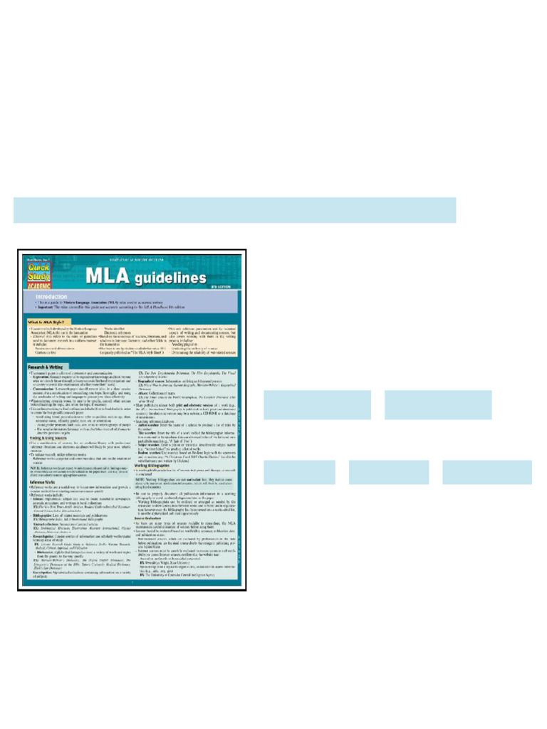 QuickStudy Academic MLA Guidelines Modern Language Association 8th ...