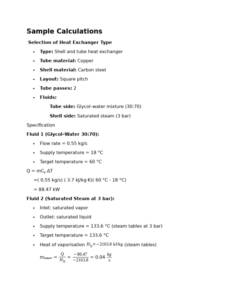 Heat Exchanger Design Calculations | PDF | Heat Exchanger | Water