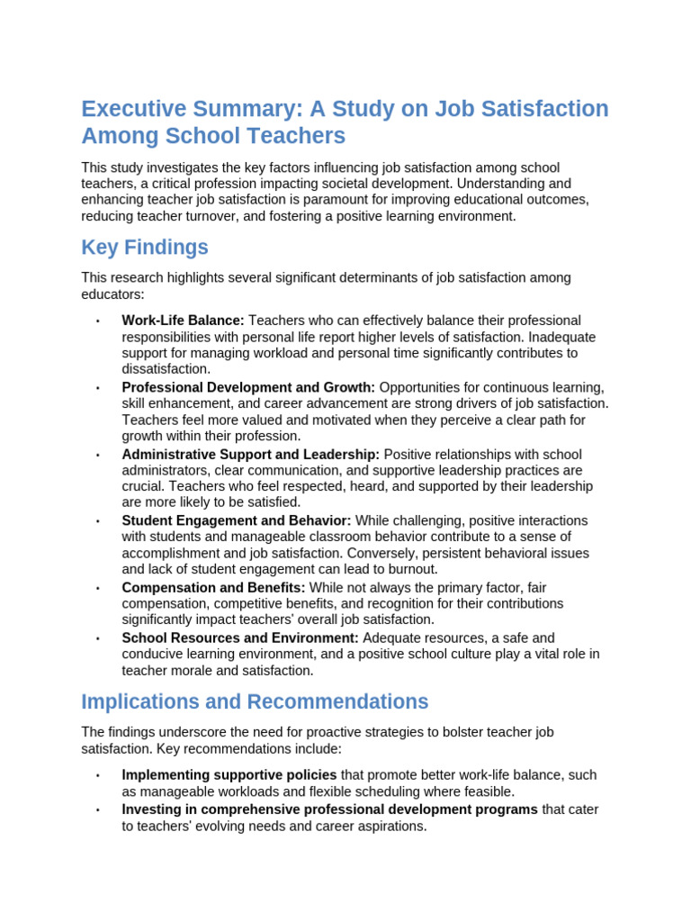 Key Factors in Teacher Job Satisfaction | PDF | Job Satisfaction | Teachers