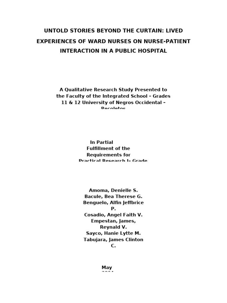 Ward Nurses' Experiences in Patient Care | PDF | Health Care ...