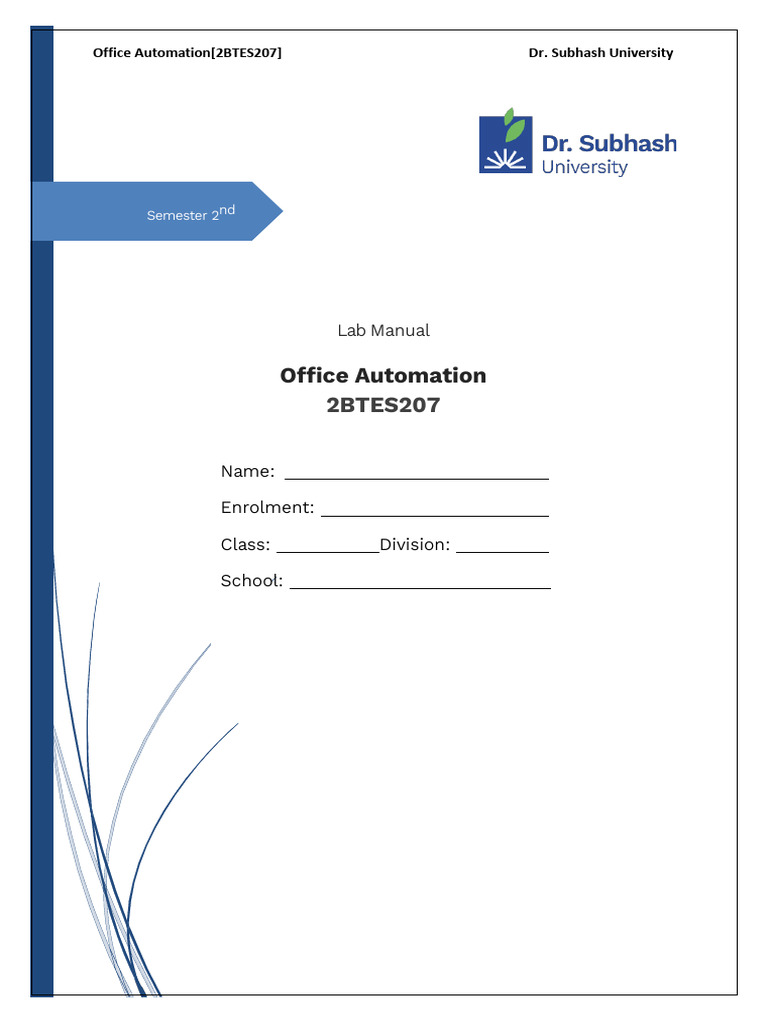 Office Automation Lab Manual 2BTES207 | PDF | Computer Data Storage ...