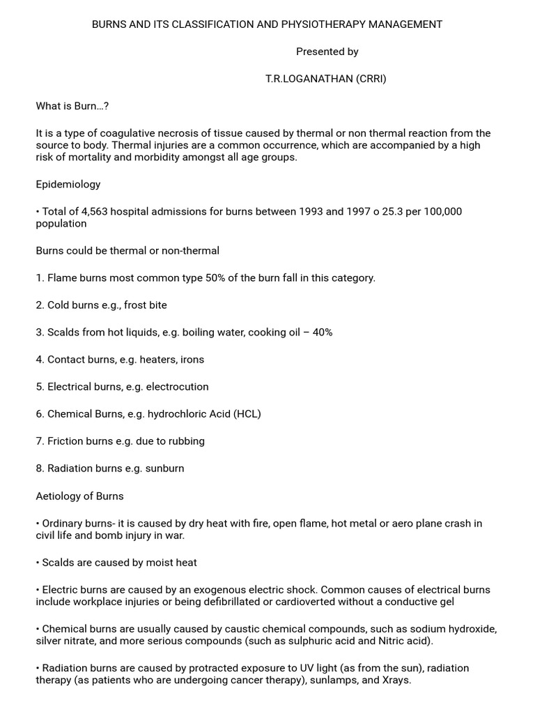 Burns Classification and Physiotherapy Care | PDF | Burn | Skin
