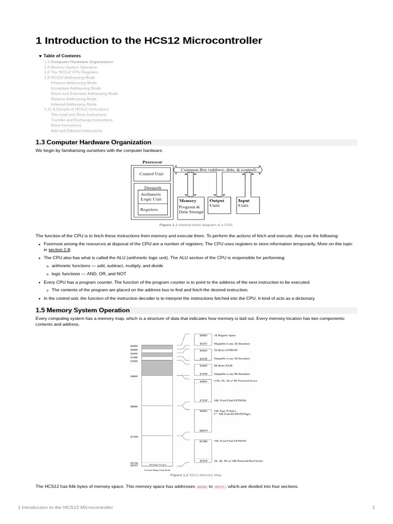COE538 - Ch 1_ Introduction to the HCS12 Microcontroller | PDF ...