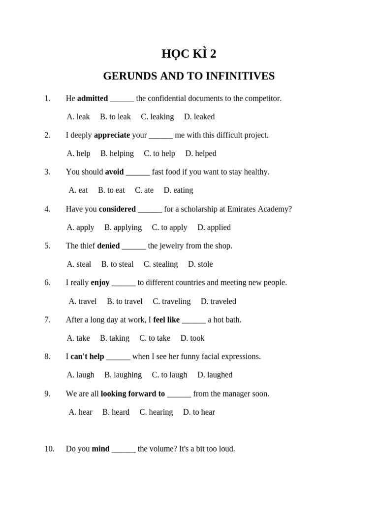 Gerunds and Infinitives Practice Quiz | PDF