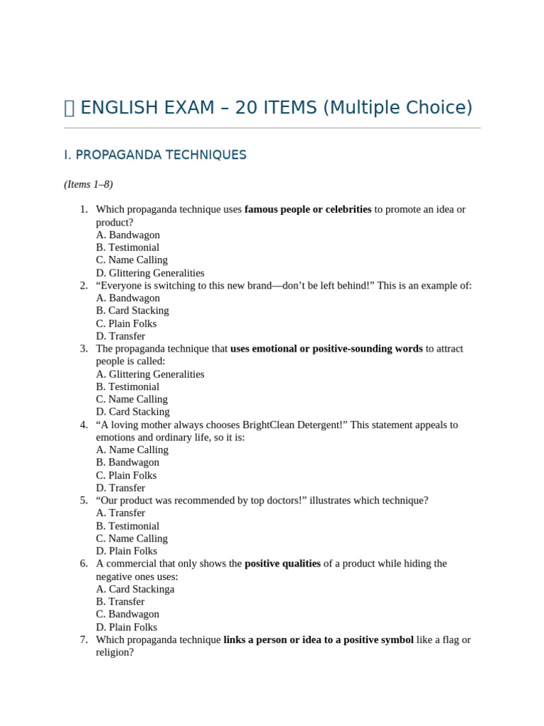 Grade 8 second quarter exam | PDF | Truth