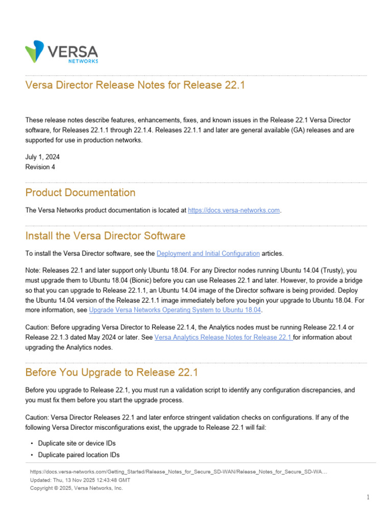 Versa Director 22.1 Release Notes | PDF | Command Line Interface ...