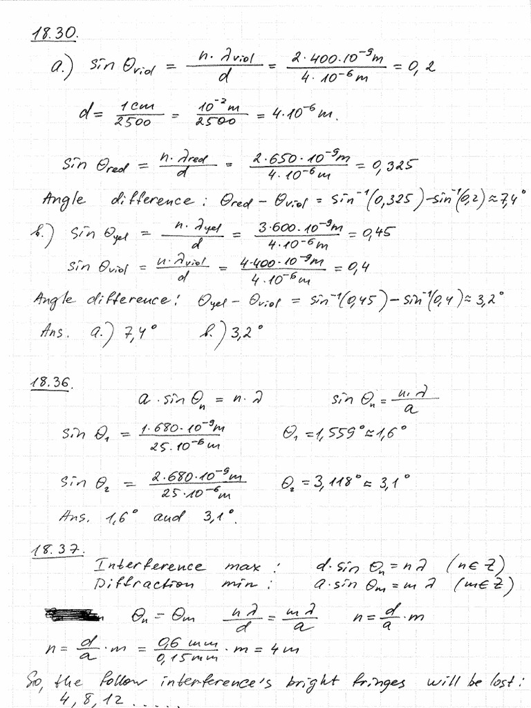 Solution Interference and Diffraction | PDF